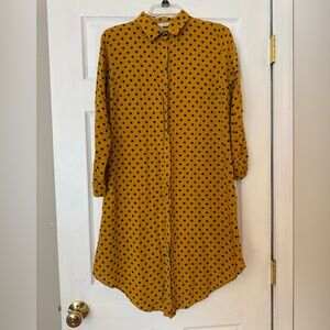 Cortigiani Size 38 US Size S/M 4-6  Ladies Designer Mustard Tunic Dress Buttons